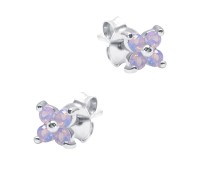 Four Petal Flower Silver Stud Earring STS-6159